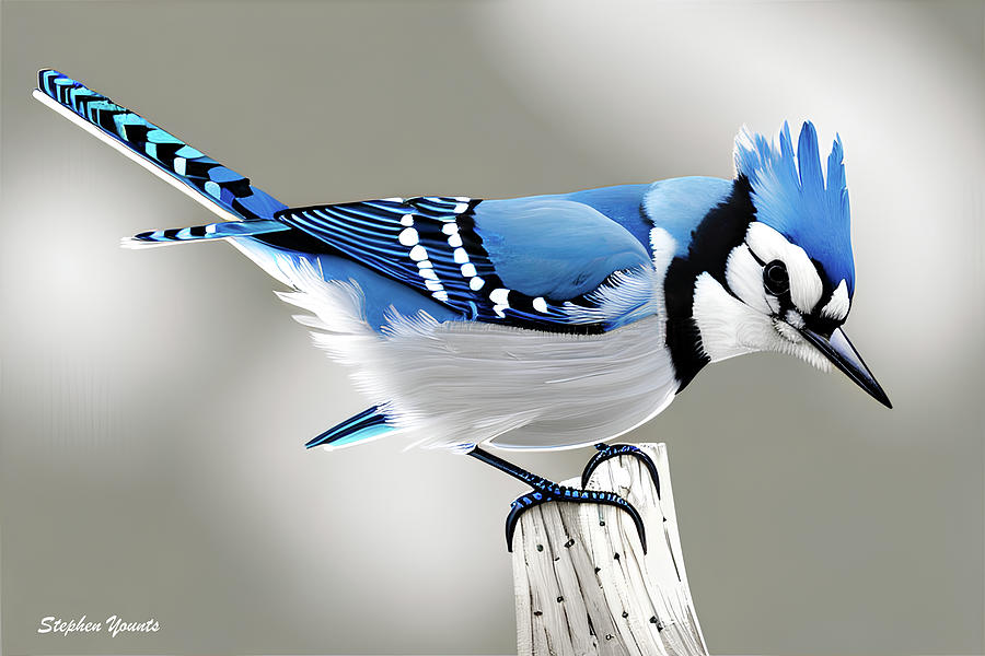 Bird Digital Art - Blue Jay by Stephen Younts