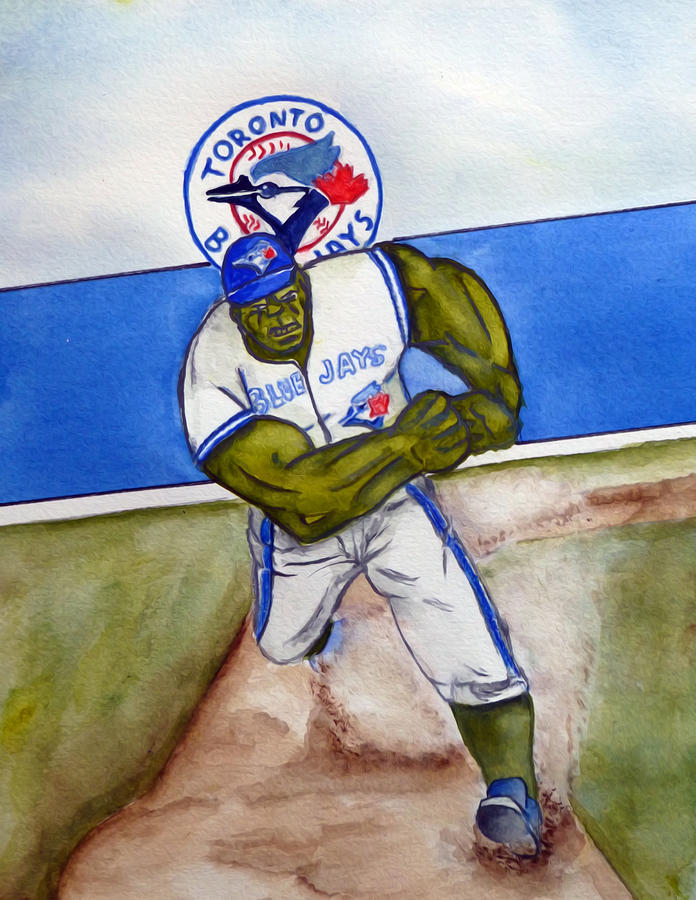 Blue Jays Baseball with The Hulk Mixed Media by Kelly Mills