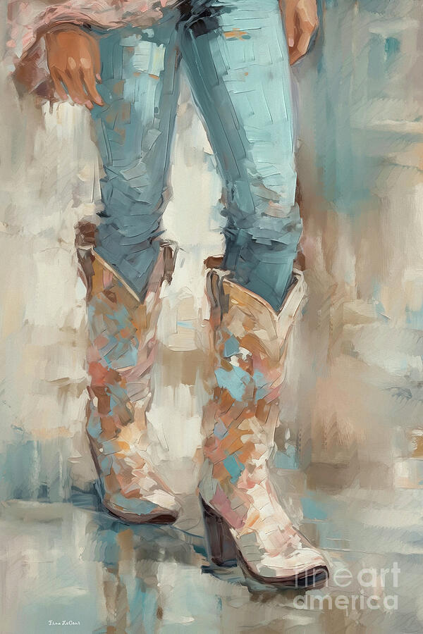 Blue Jean Cowgirl Painting by Tina LeCour
