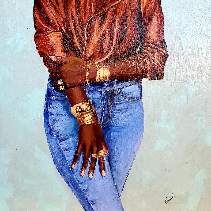 Blue Jean Stance Painting by Gail Friedman