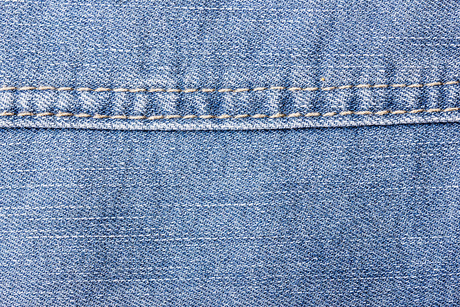 Blue Jeans Sew Closeup Texture. Photograph