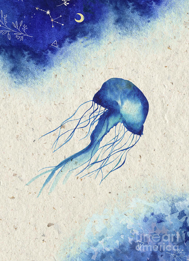 Blue Jellyfish Painting by Garden Of Delights