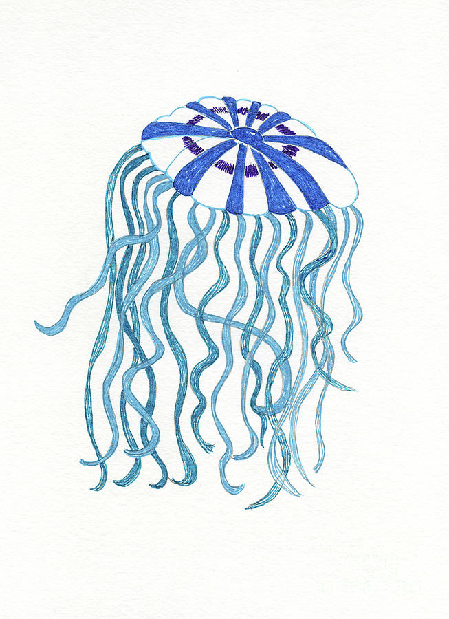 Blue Jellyfish Painting by Norma Appleton
