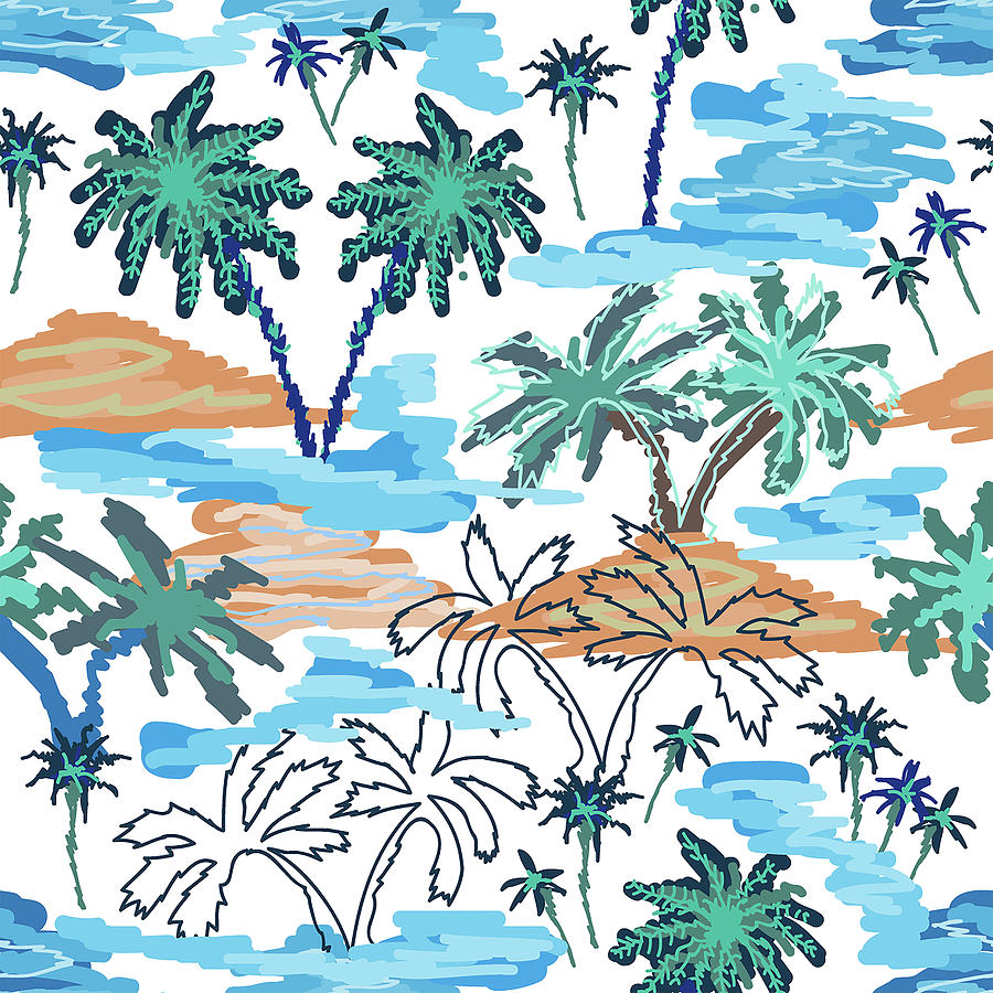 Blue lagoon paradise seamless pattern Drawing by Julien Fine Art America