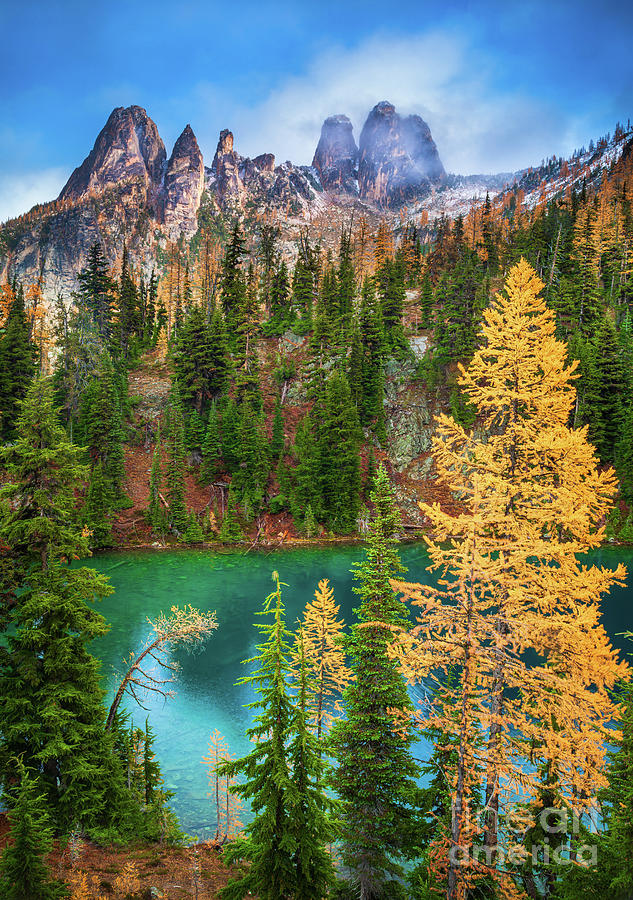 Fall Photograph - Blue Lake and Early Winter Spires by Inge Johnsson