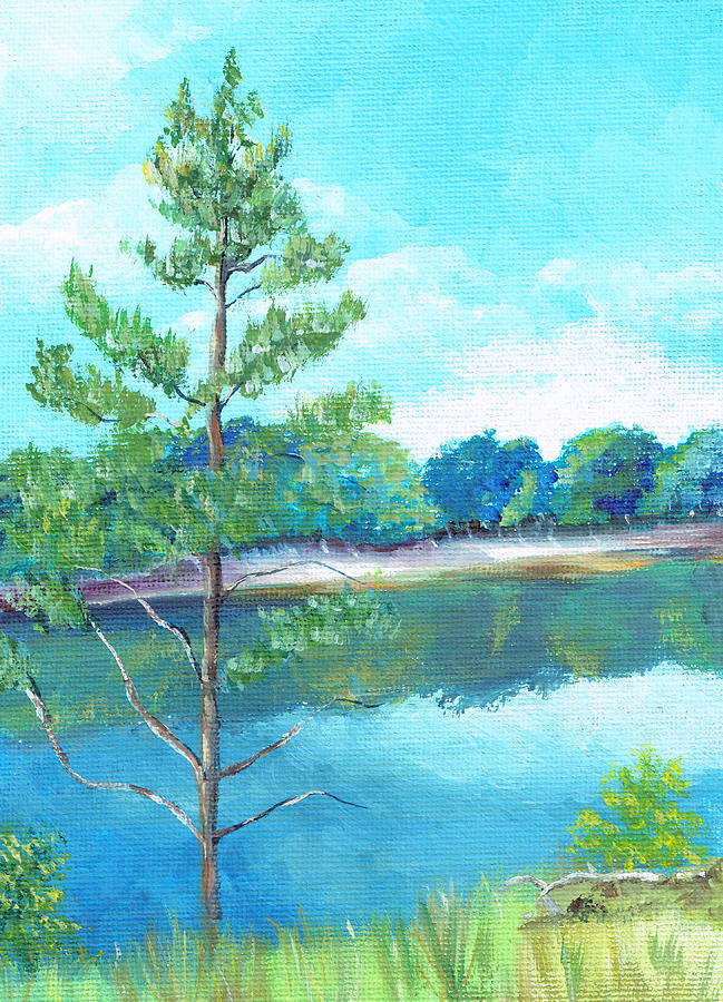 Blue Lake Painting by Elizabeth Lock