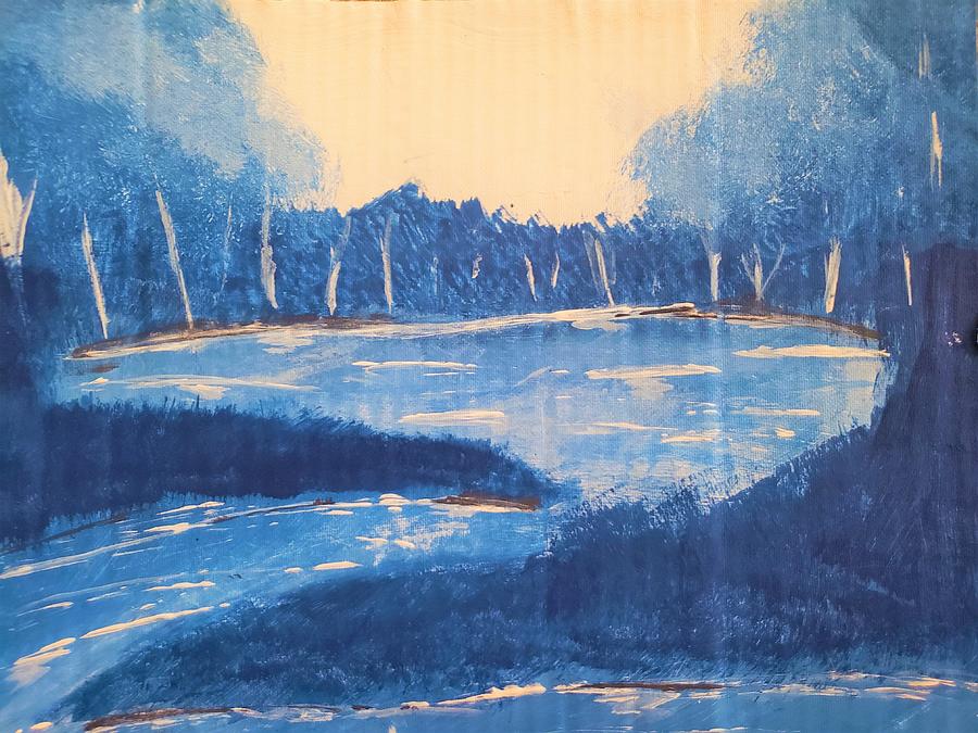 Blue Lake Painting by Samantha Latterner