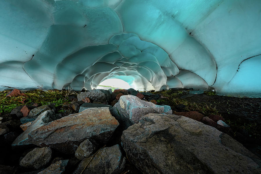 Blue Light Through Snow Cave Photograph by Kelly VanDellen
