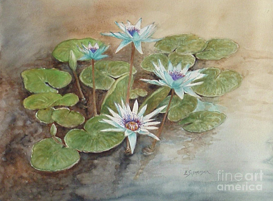 Blue Lilies Painting by Edie Schneider