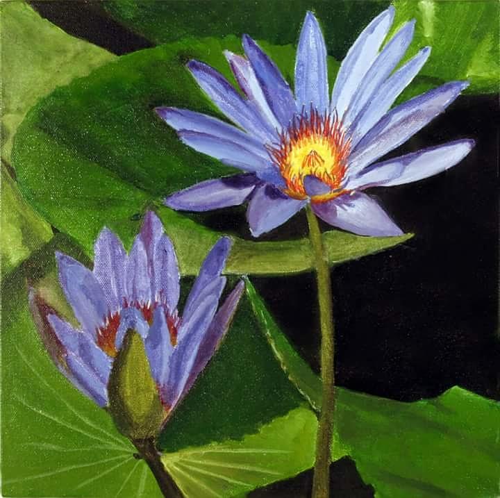 Flower Painting - Blue Lillies by Sylvia Brallier