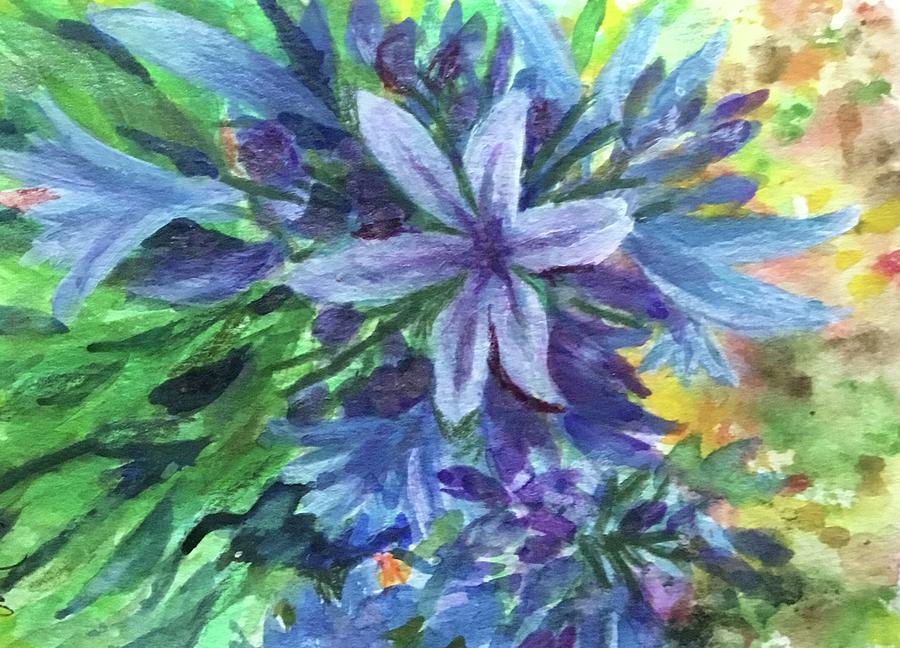 Blue Lily 2 Painting by Cheryl Wallace