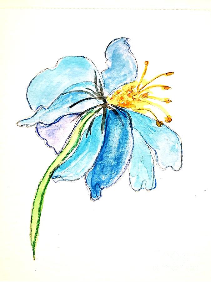 Blue Lily Painting by Margaret Welsh Willowsilk
