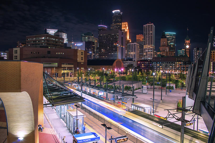 Blue Line night train to downtown Photograph by Jay Smith