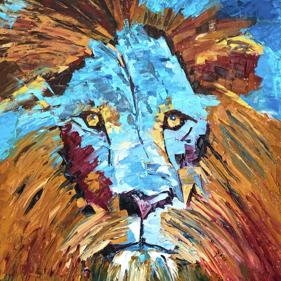 Blue Lion Painting by Mark Ross