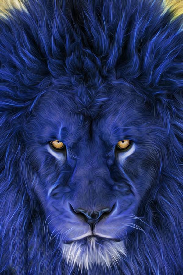 Blue Lion Painting by Pascaloup Art | Pixels