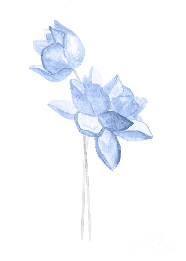 Blue Lotus Flowers Art Print Painting By Green Palace