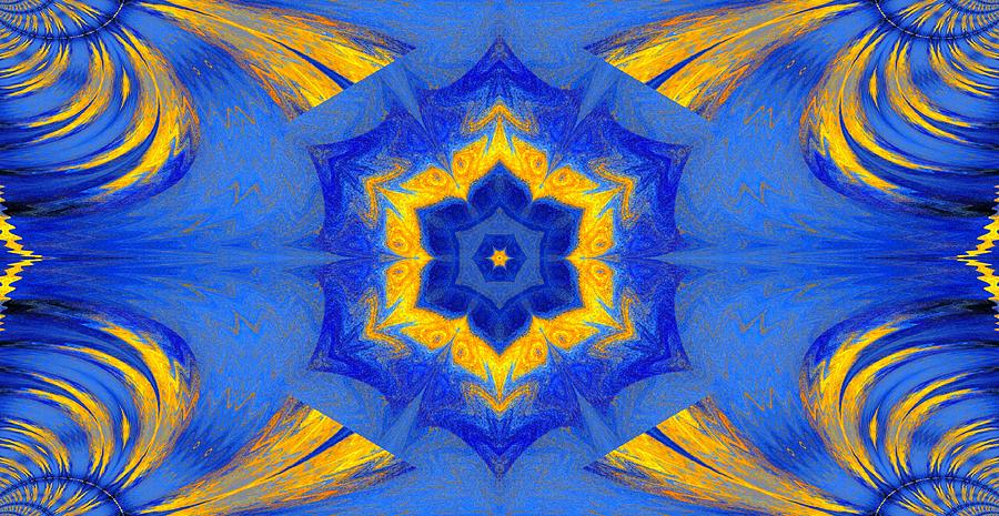 Blue Lotus In Gold Digital Art by Sherrie Larch - Fine Art America