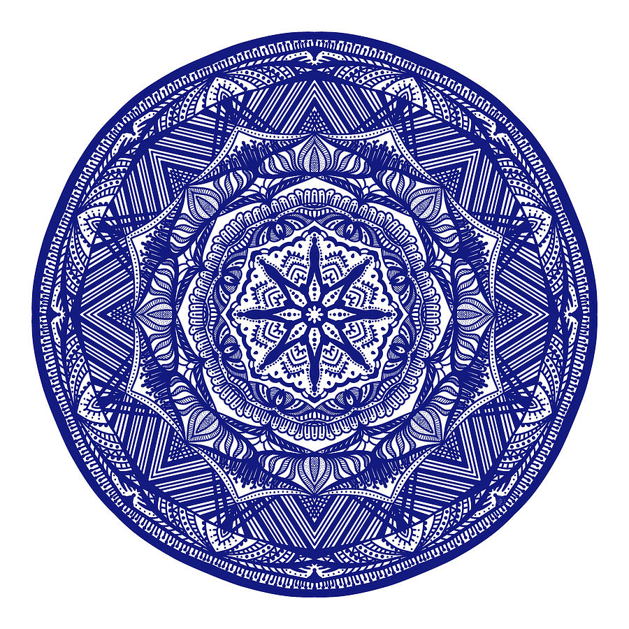 Blue Mandala Digital Art by Angie Tirado
