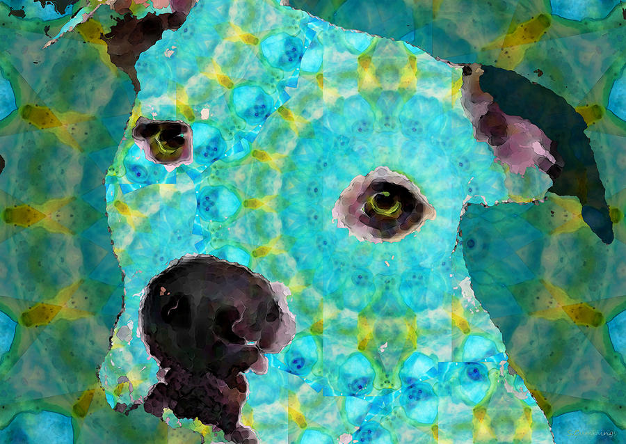 Blue Mandala Dog Art - Sharon Cummings Painting by Sharon Cummings