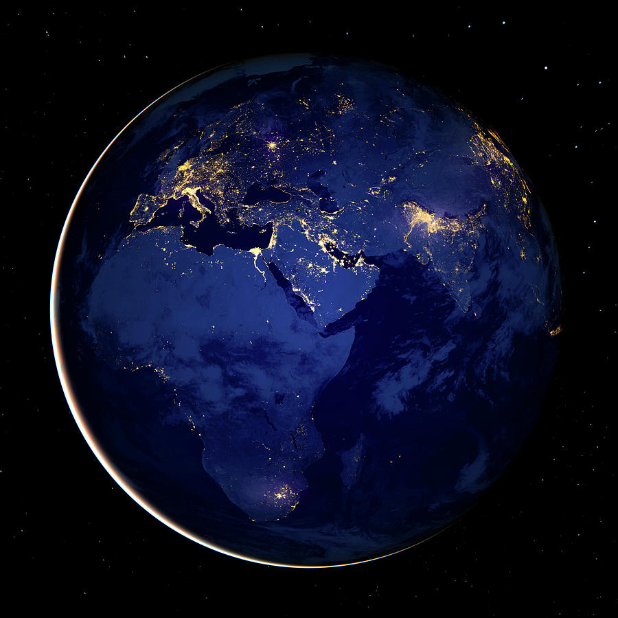 Blue Marble - Africa and Europe Photograph by Mark Andrew Thomas