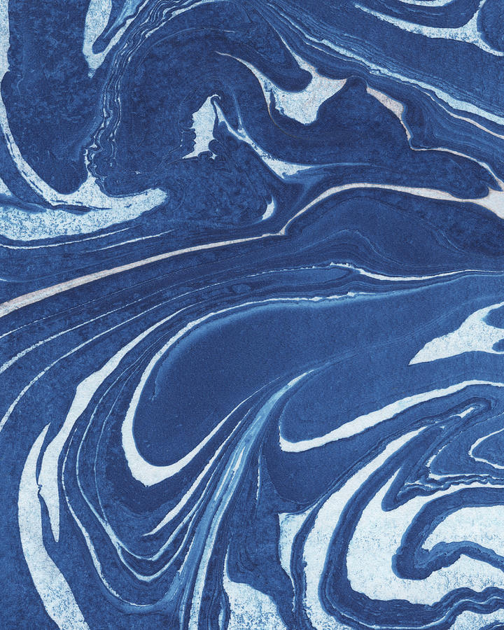 Blue Marble And Agate Watercolor Stone Texture Collection Vi Painting