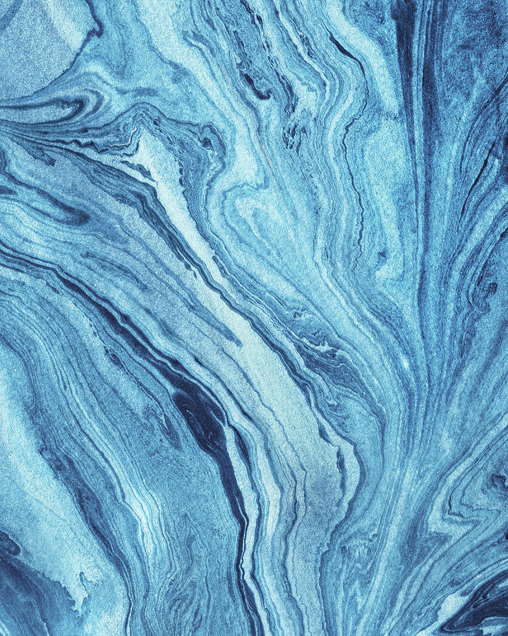 Blue Marble And Agate Watercolor Stone Texture Collection Viii Painting