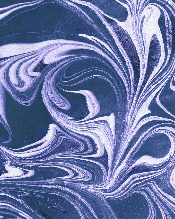 Blue Marble Organic Swirls Watercolor Stone Texture II Painting by Irina Sztukowski