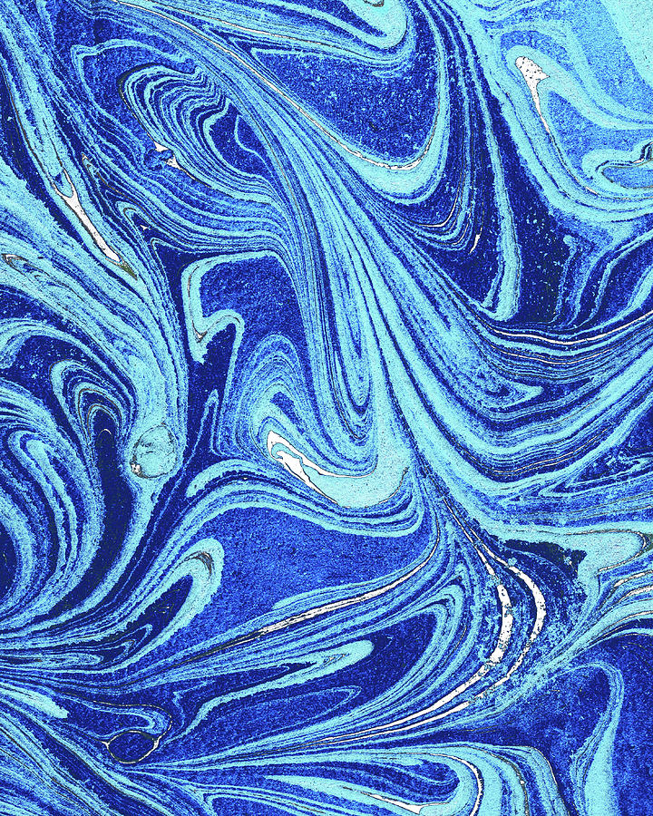 Blue Marble Organic Swirls Watercolor Stone Texture III Painting by Irina Sztukowski