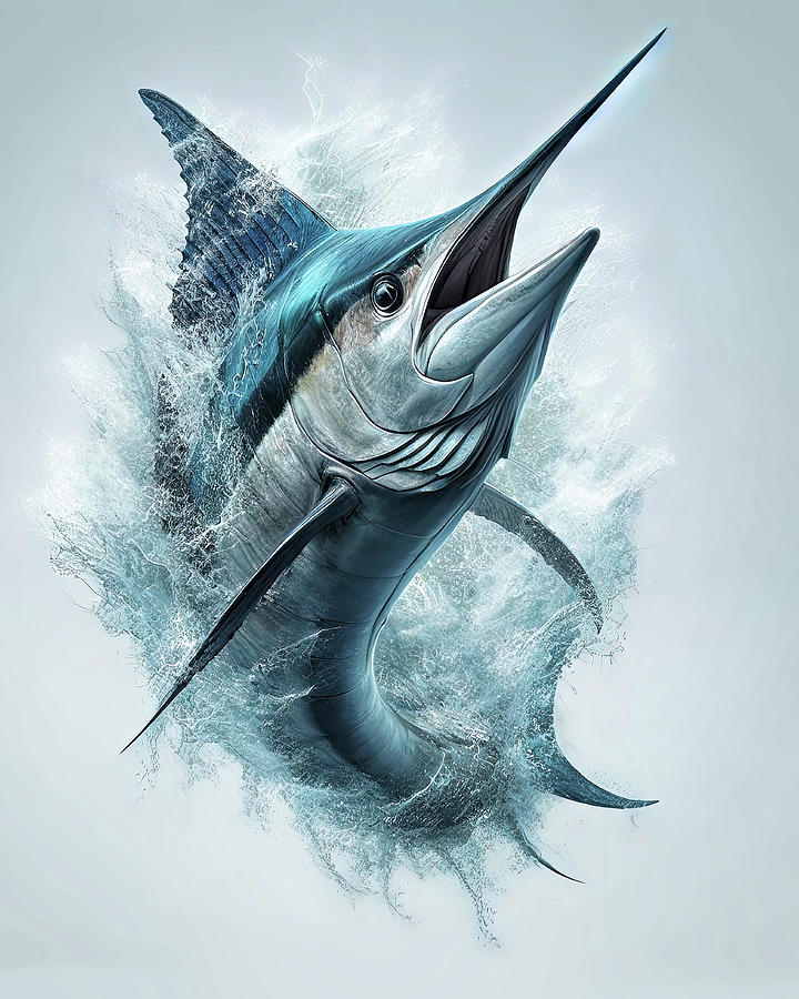 Blue Marlin Breaching Digital Art by HH Photography of Florida