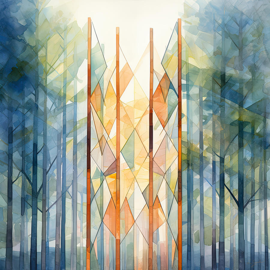 Blue Mesmerized - Line Art Painting by Lourry Legarde Blue Mesmerized - Line Art Painting by Lourry Legarde