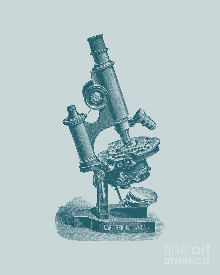 Vintage Digital Art - Blue Microscope by Madame Memento