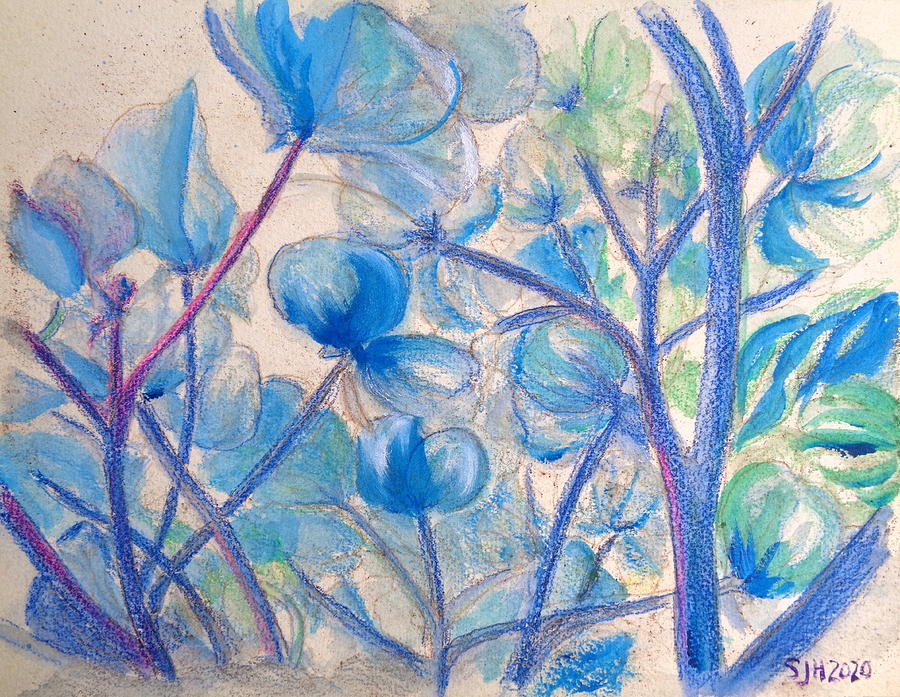 Blue Mil Flores Painting by Sarah Hornsby
