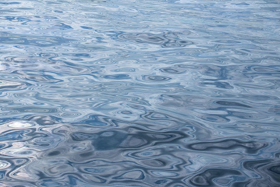 Blue Moire Silk - Mesmeric Water Play Patterns Photograph by Georgia Mizuleva