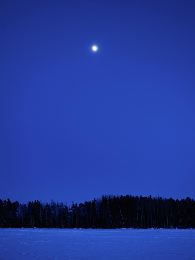 Blue moment with the moon Photograph by Jouko Lehto