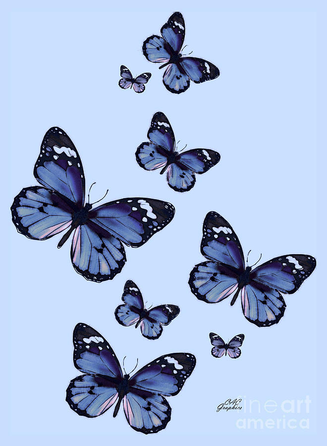 Blue Monarch Butterflies Painting by CAC Graphics