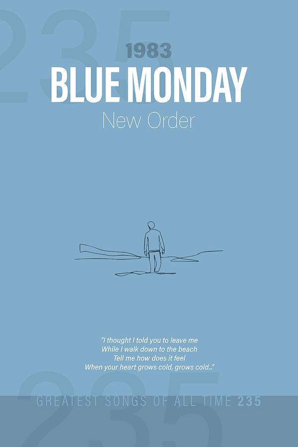 Blue Monday New Order Minimalist Song Lyrics Greatest Hits of All Time 235 Mixed Media by Design