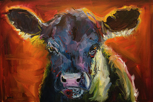Blue Moo Painting by Diane Whitehead