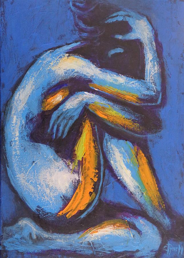 Blue Mood 3 - Female Nude Painting by Carmen Tyrrell