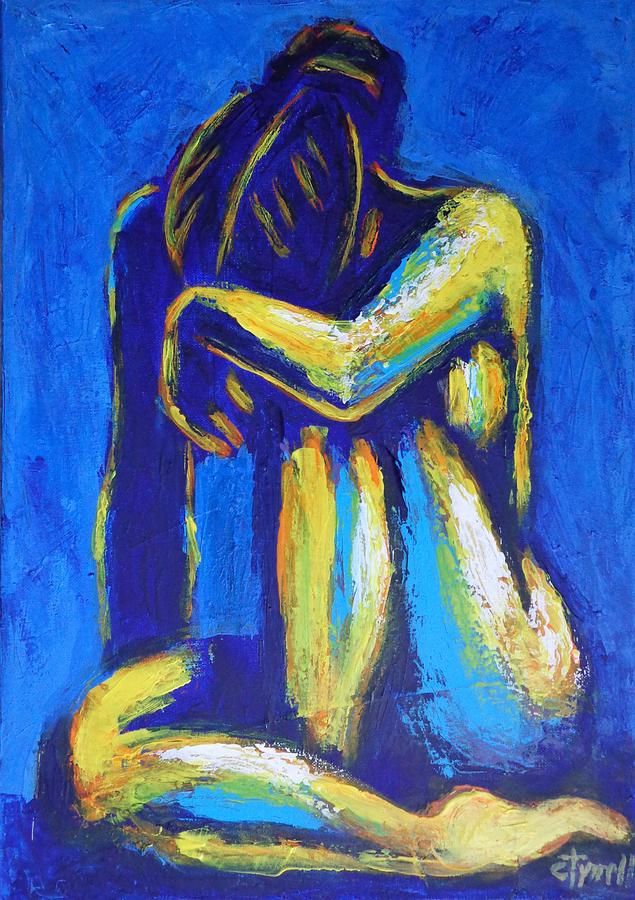 Blue Mood 4 - Female Nude Painting by Carmen Tyrrell