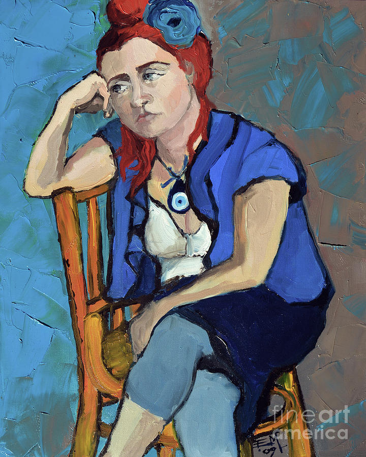 Blue Mood Painting by Mona Edulesco