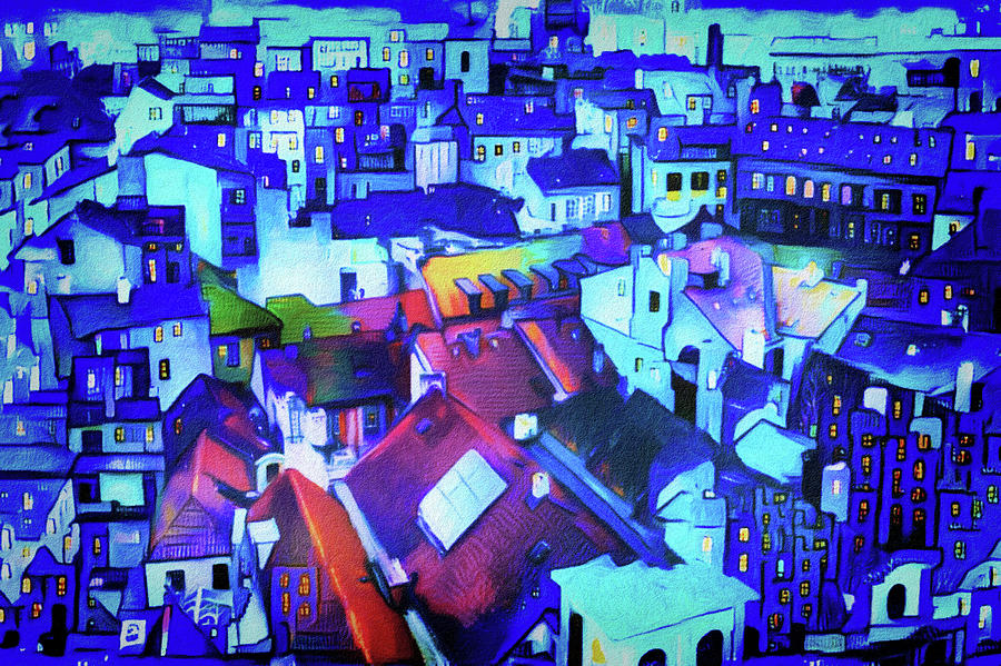 Architecture Digital Art - Blue Mood of Night by Susan Maxwell Schmidt
