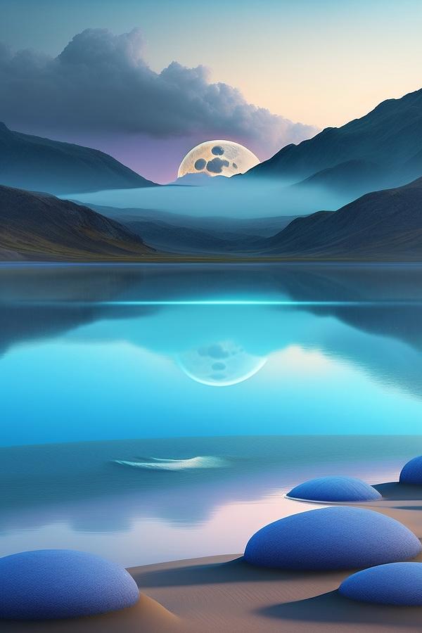 Blue Moon Digital Art by Ed Ata - Fine Art America