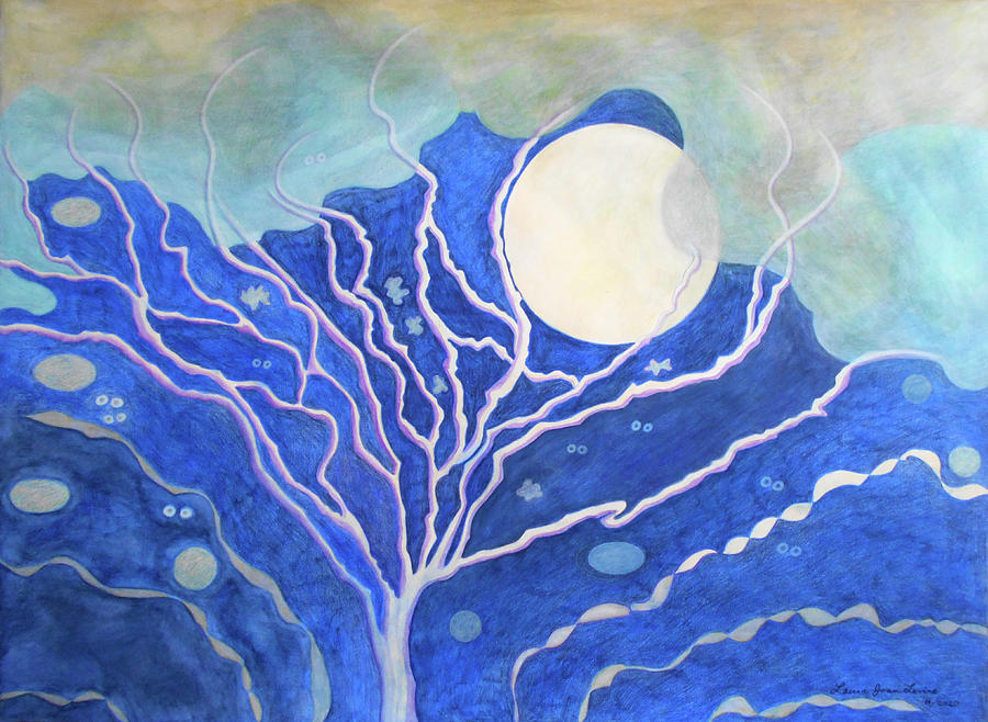 Moon Painting - Blue Moon by Laura Joan Levine