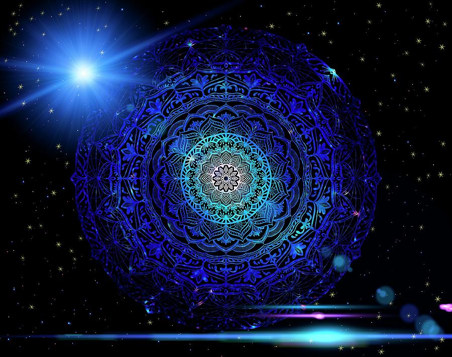 Blue Moon Mandala Digital Art by Angie Tirado