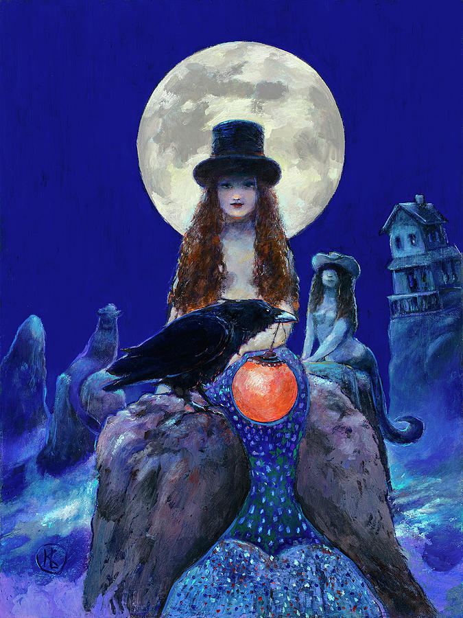Blue moon mermaids Digital Art by Kathryn LeMieux