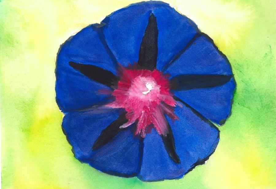 Blue Moon Morning GLory Painting by Diane Chinn