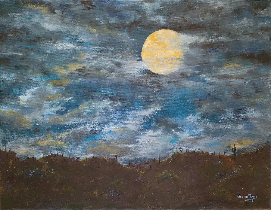 Blue Moon Over Arizona Painting by Judith Rhue