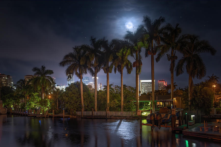 Blue Moon Over Fort Lauderdale Photograph by Mark Andrew Thomas