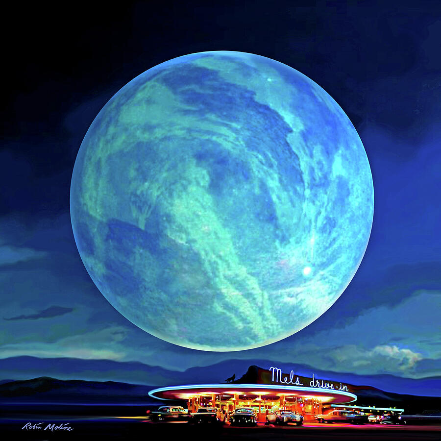 Blue Moon Over Mels Digital Art by Robin Moline