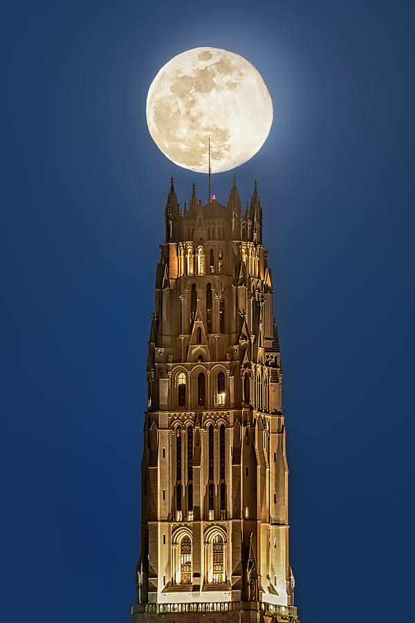 Blue Moon Over The Riverside Church NYC Photograph by Susan Candelario